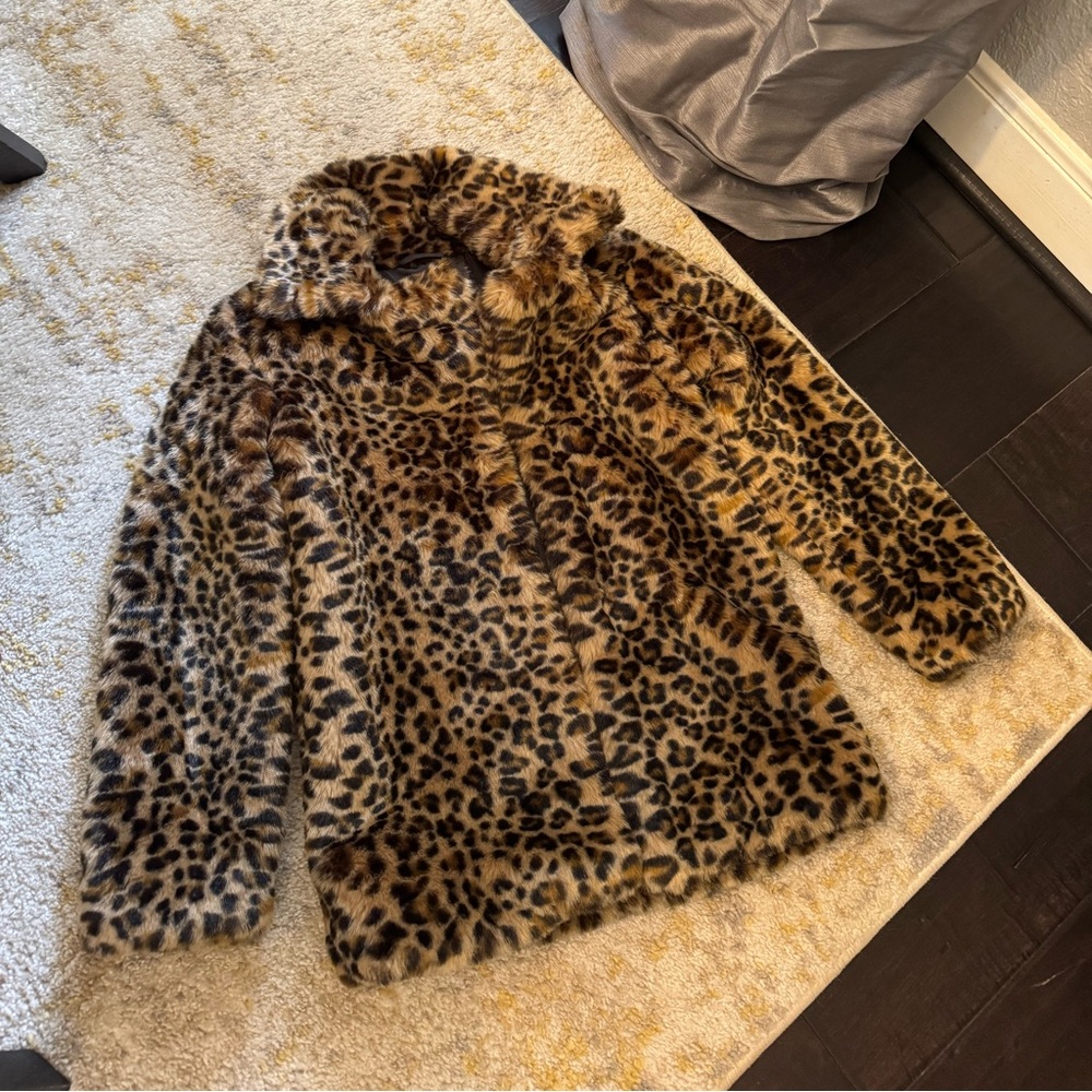 Gap Girls Animal Print Faux Fur Coat